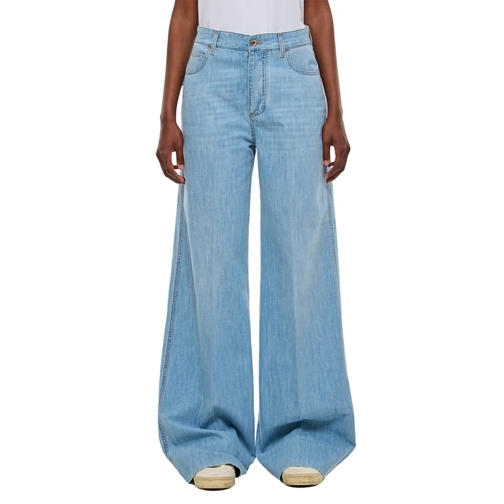 Bottega Veneta Jeans Bleached Light Wide Leg Denim Pants Blue