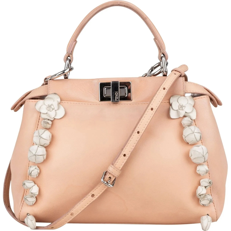Fendi Tote Fendi Pink Leather Flower Peekaboo Handbag rose
