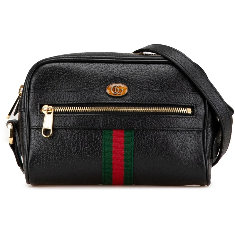 Gucci Schultertasche Mini Leather Ophidia Crossbody schwarz
