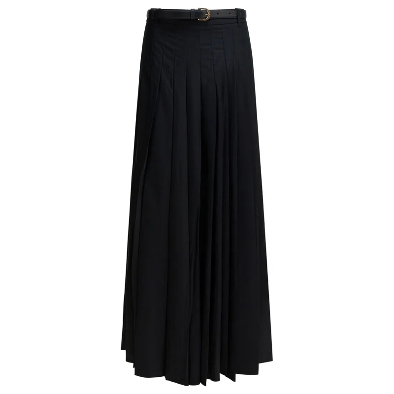 Self Portrait Minirok Long Pleated Skirt Black