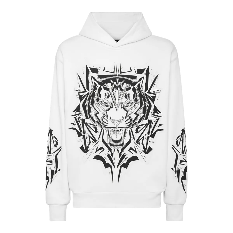 Plein Sport Top Hoodie Thunder Tiger weiss