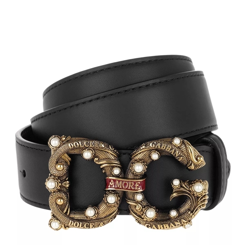 Dolce&Gabbana DG Amore Logo Belt Leather Black Leather Belt