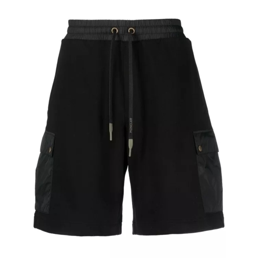 Moncler Logo Patch Cotton Shorts Black Short décontracté