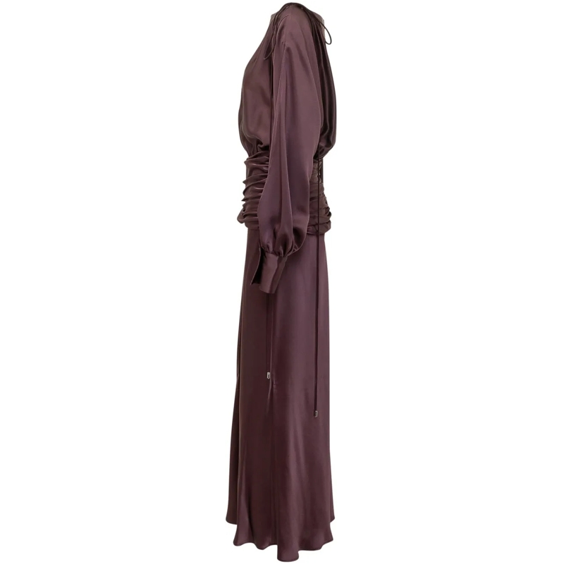 Pinko Maxikleid Abito Anona in Satin con Drappeggio in Vita lila(Image 3)