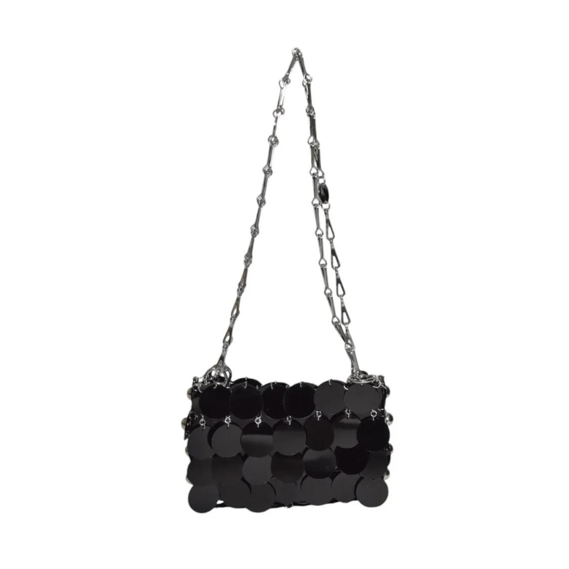Paco Rabanne Hobo bags Sparkle Black Faille Studded Bag in zwart
