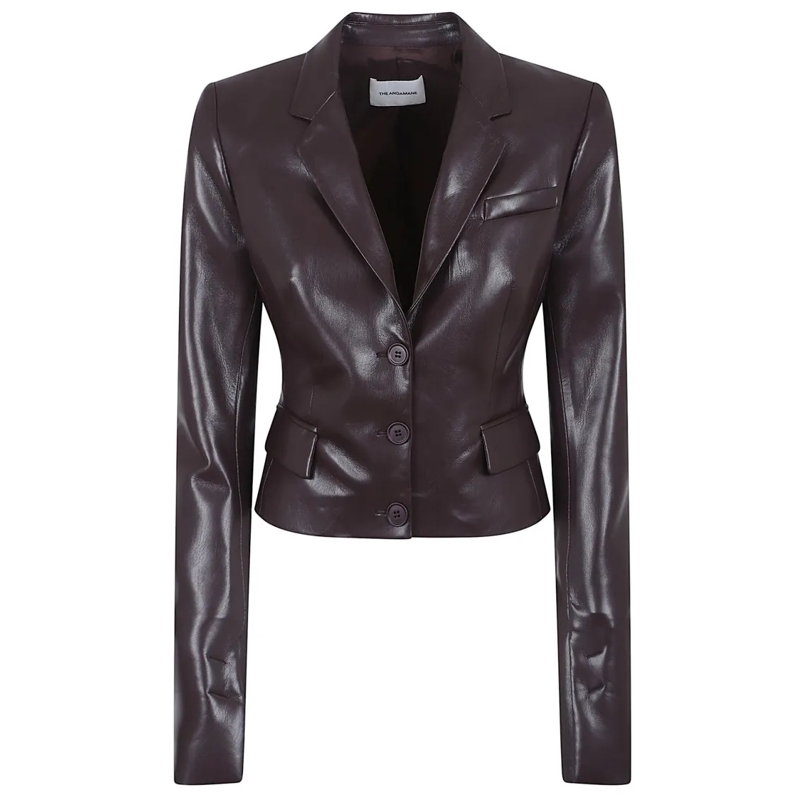 Andamane Blazer Cropped Vegan Leather Blazer Black