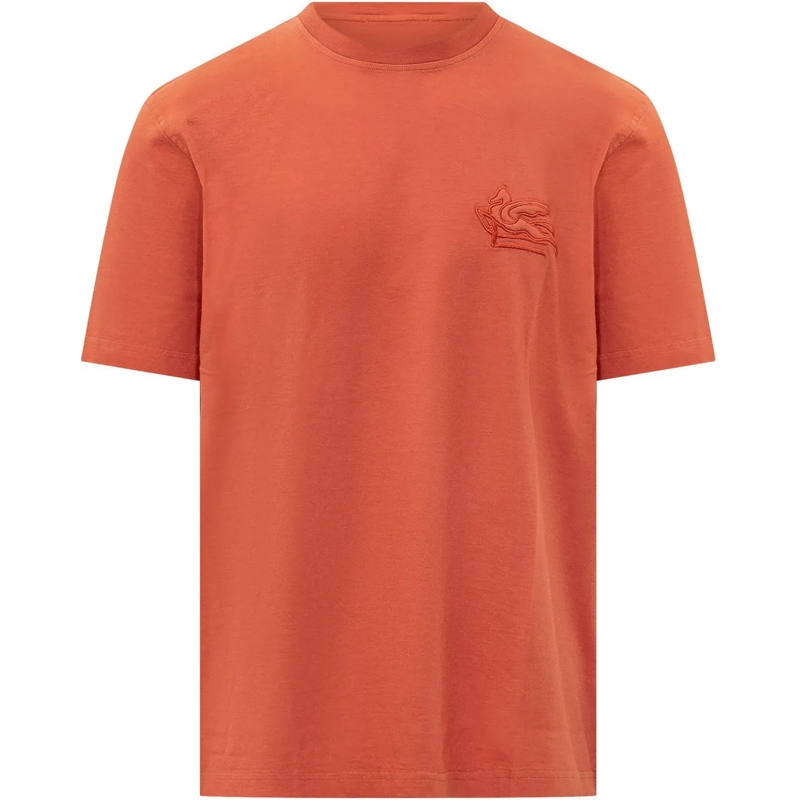 Etro T-Shirt T-shirt Roma con Logo Ricamato orange