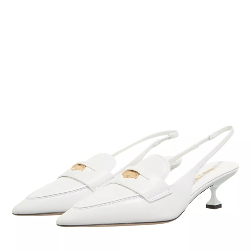 Miu Miu Leather Penny Loafers With Heel White Mule