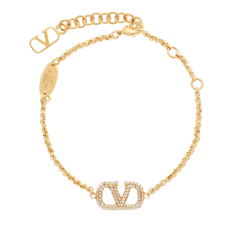 Valentino Garavani Armband Bracelet 15mm Strass Gold