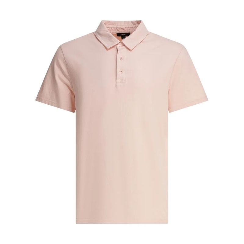 Vince Polo Light Pink Cotton Polo Shirt With Classic Collar Pink