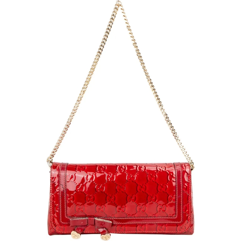 Gucci Fourre-tout Gucci Patent Leather GG Monogram Shoulder Bag rot