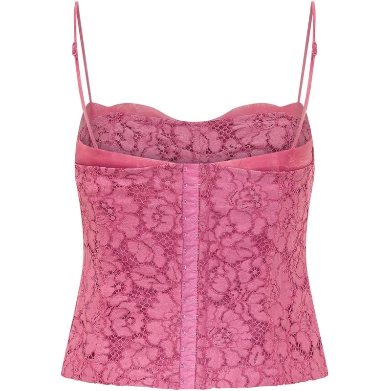 Pinko Top Bustino in Pizzo con Spalline rose(Image 2)