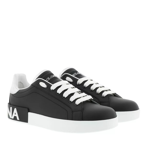 Dolce&Gabbana Portofino Sneakers Calf Leather Black/Silver Low-Top Sneaker