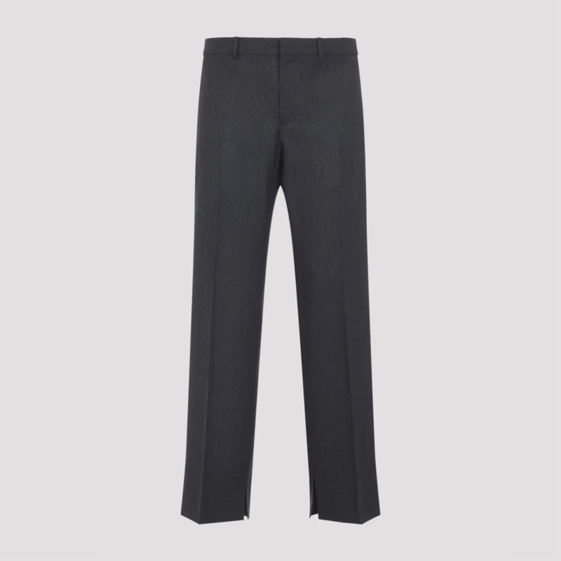 Celine Pantalon Pinstriped Grey Wool Trousers Black