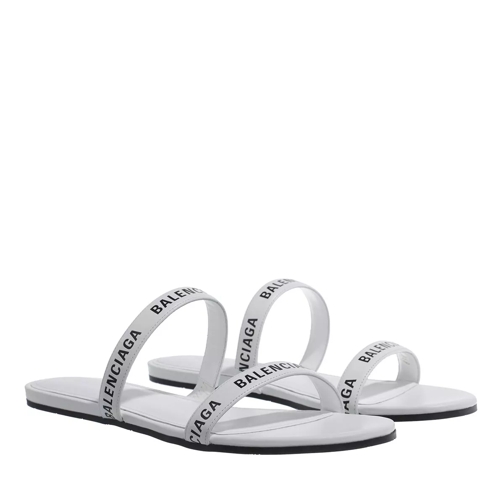 Balenciaga Flat Sandals White Black Slip-in skor
