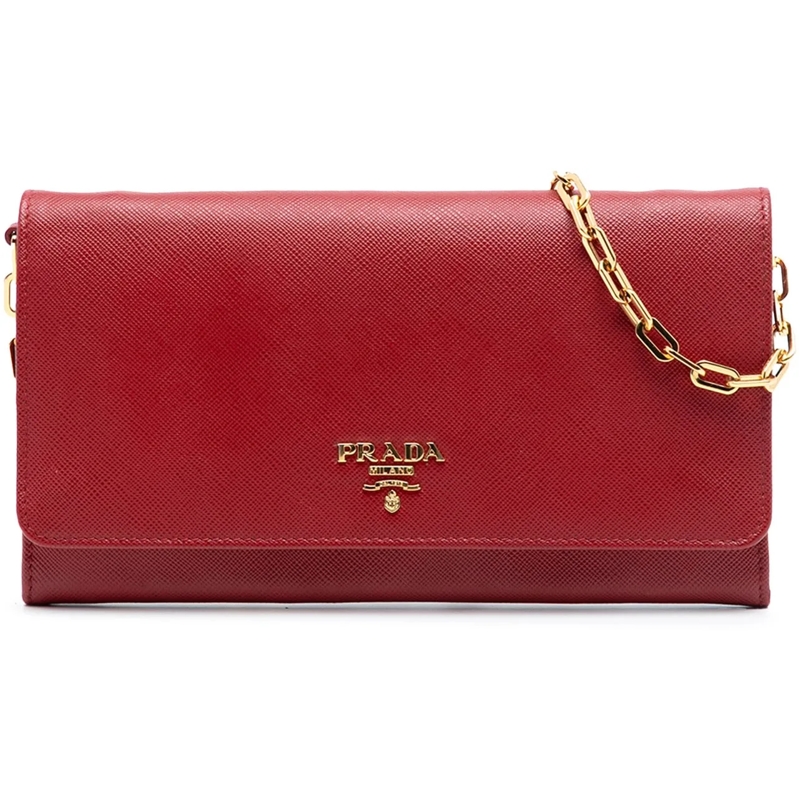 Prada Schultertasche Saffiano Leather Wallet on Chain rot