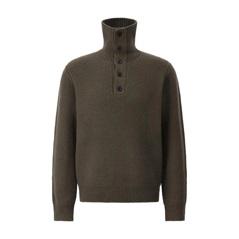 Vince Pullover Strickpullover mit Stehkragen aus Wolle Grün