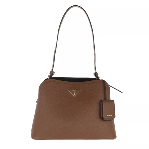 Prada Shoulder Bag Leather Brown Cartable