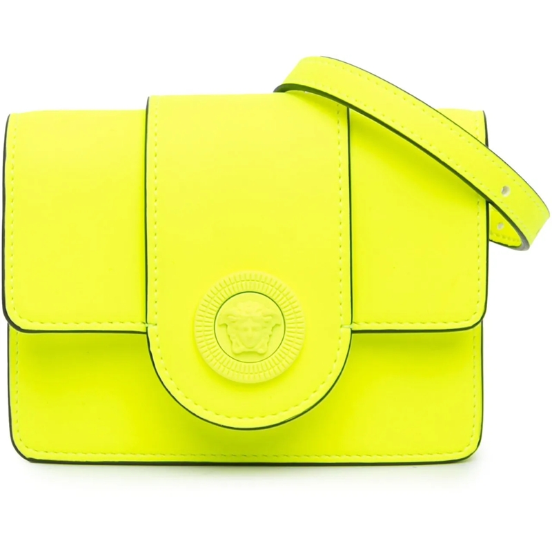 Versace Schultertasche Leather La Medusa Crossbody gelb