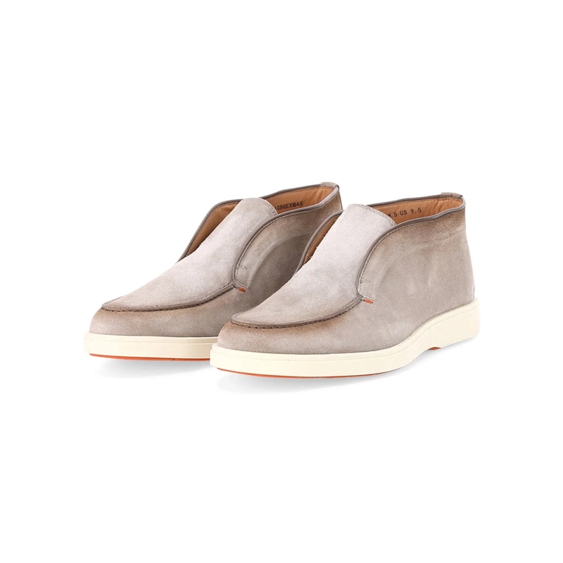 Santoni Schnürschuhe Mokassins aus Veloursleder grau