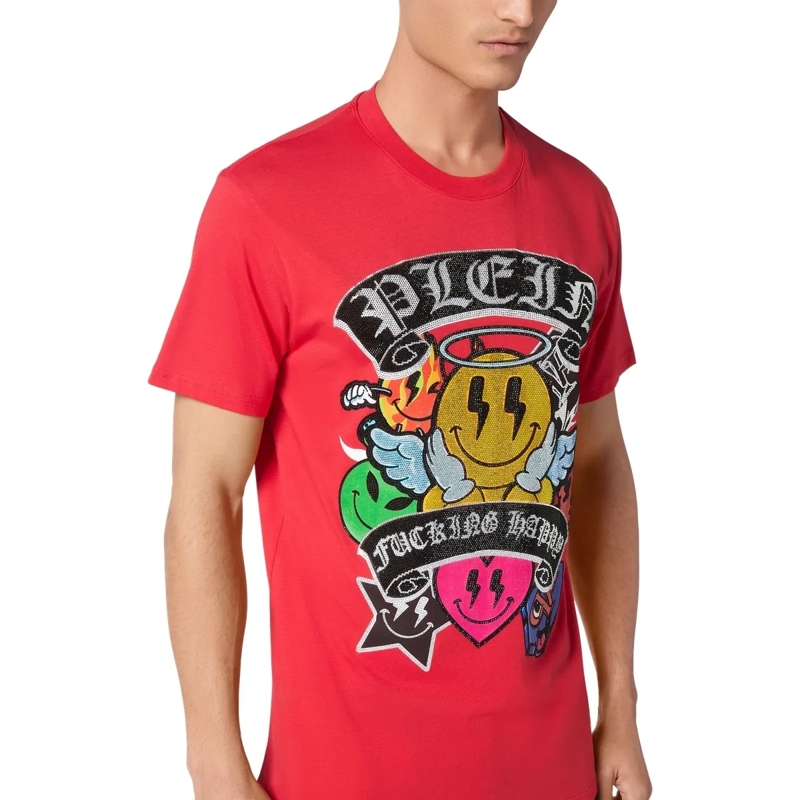 Philipp Plein T-Shirt T-Shirt Smile Mit Schmucksteinen rot(Image 2)