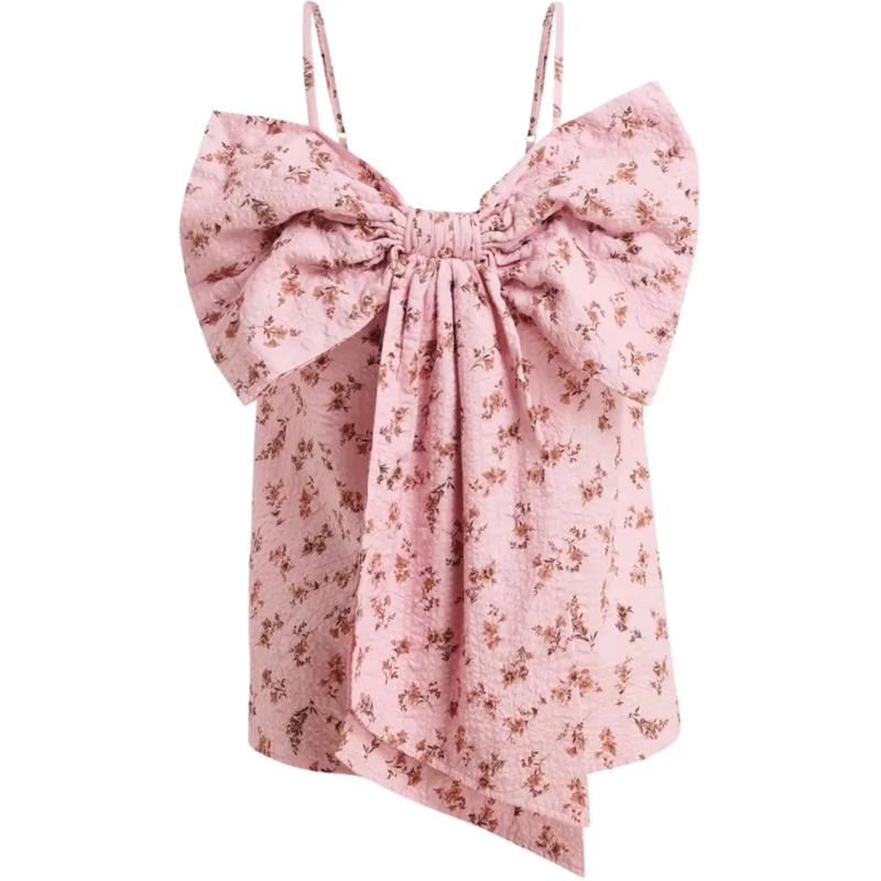 Essentiel Antwerp T-Shirt Essentiel Antwerp Large Bow Babydoll Top Tops Lich rose