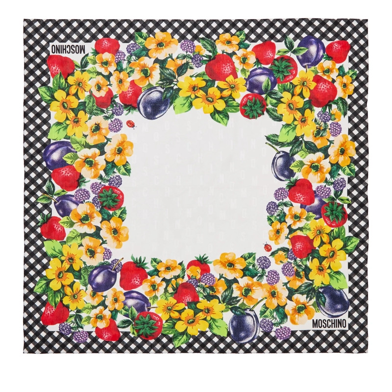 Moschino Leichter Schal 100% Silk Jaqcuard Printed Square Moschino Multicolored