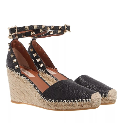 Valentino Garavani Rockstud Double Espadrilles Black Sandaler