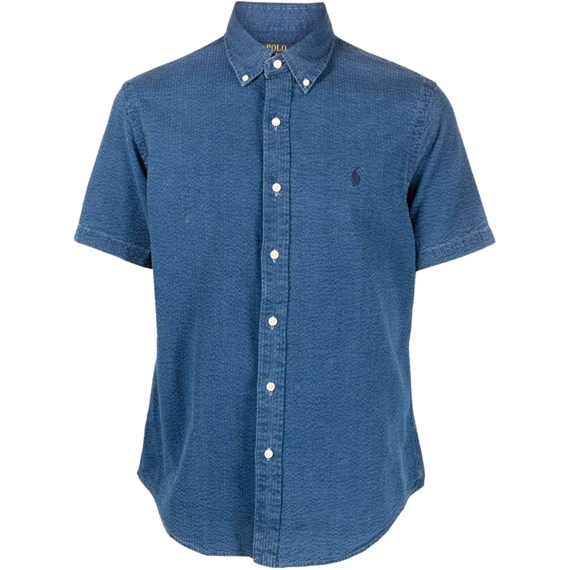 Ralph Lauren  Seersucker Logo Short Sleeve Shirt blau