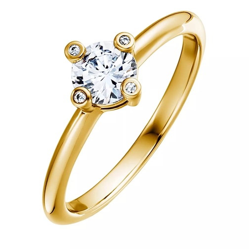 Little Luxuries by VILMAS Fashion Classics Ring With Stones In Solitaire Opt Yellow Gold Plated Bague
