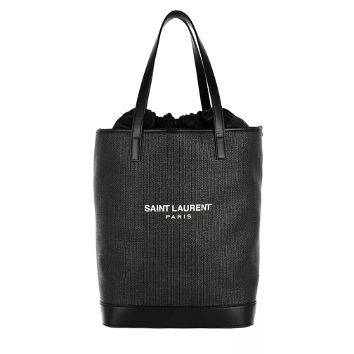 Saint Laurent Teddy Shopping Bag Raffia Black Korbtasche