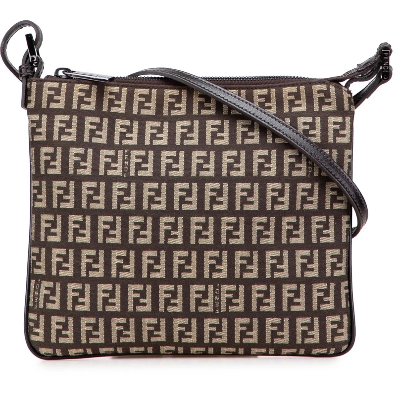 Fendi Schultertasche Zucchino Canvas Crossbody braun
