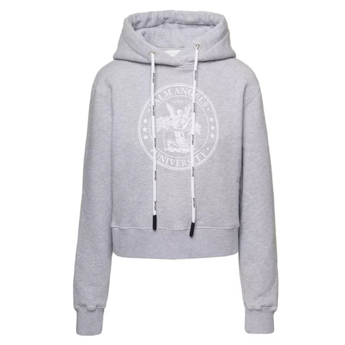 Palm Angels Grey College Hoodie In Cotton Grey 