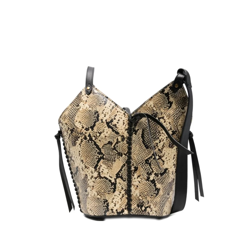 Isabel Marant Schoudertas Snakeskin Pattern Shoulder Bag With Structured Des Neutrals