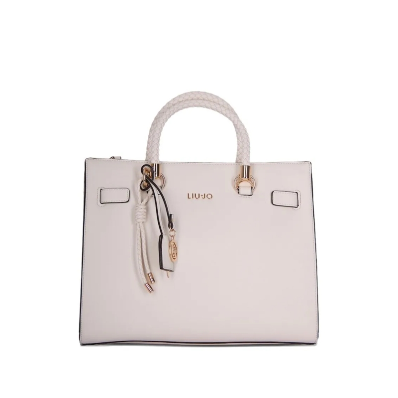 LIU JO Crossbody Bag Structured Beige Handbag With Braided Handles White