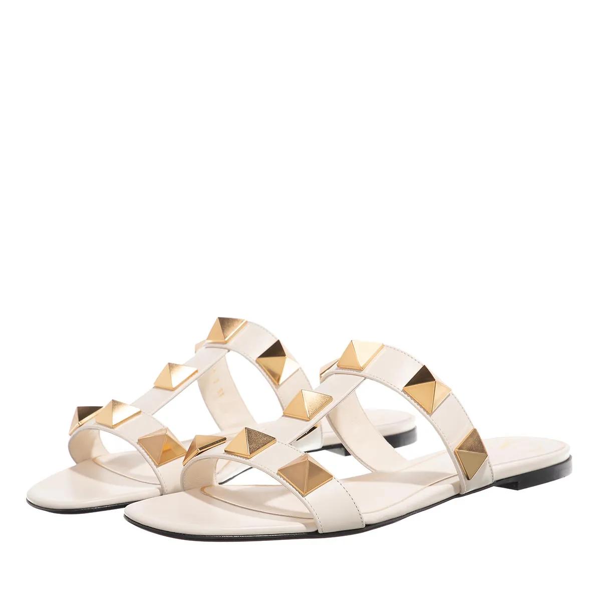 Valentino Garavani Slipper & Pantoletten - Roman Stud Slide Sandals - Gr. 37 (EU) - in Creme - für Damen