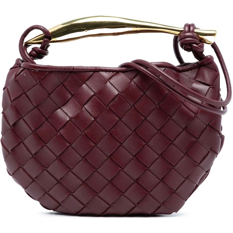 Bottega Veneta Schultertasche Baby Lambskin Intrecciato Sardine Satchel rot