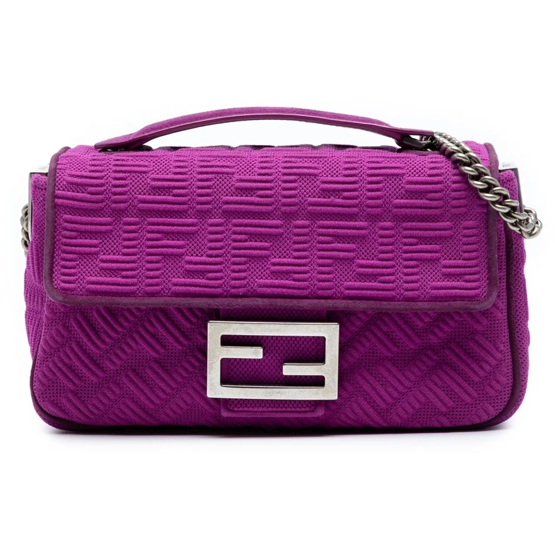 Fendi Sac à bandoulière Zucca Embossed Technical Fabric Chain Midi Baguett lila