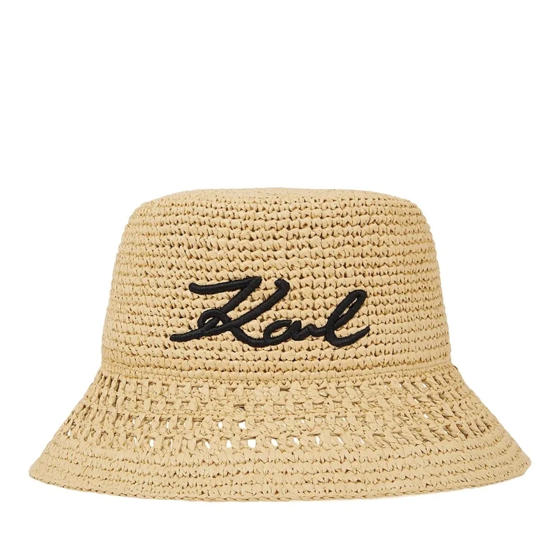Karl Lagerfeld Mütze Signature-Bucket Hat in Häkeloptik Hut natur