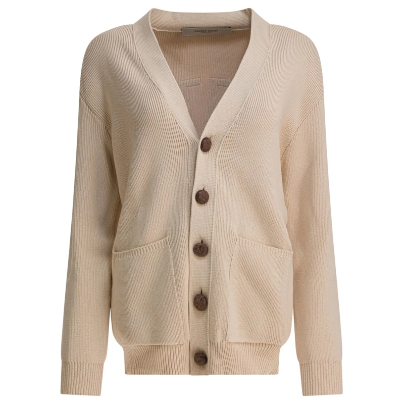 Golden Goose Trui Relaxed-Fit Cotton Knit Cardigan Neutrals