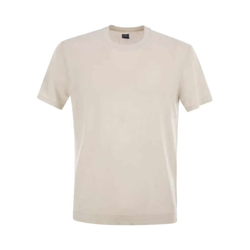 Fedeli T-shirt Stretch Linen Short-Sleeved T-Shirt Neutrals