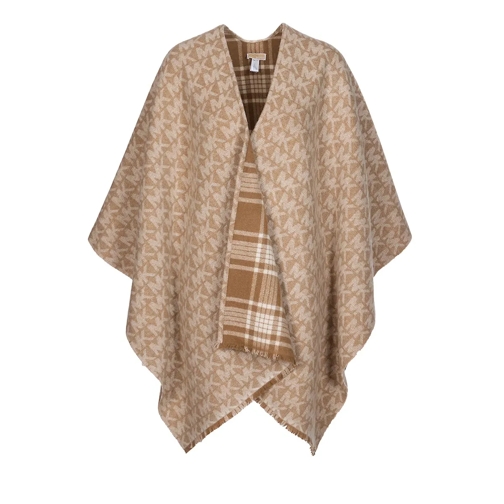 MICHAEL Michael Kors Cape Mk Plaid Reversible Ruana  Dark Camel