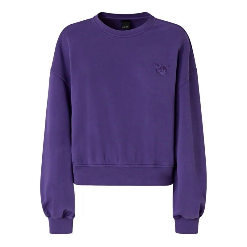 Pinko  Relaxed-Fit Purple Sweatshirt With Love Birds Embr Purple
