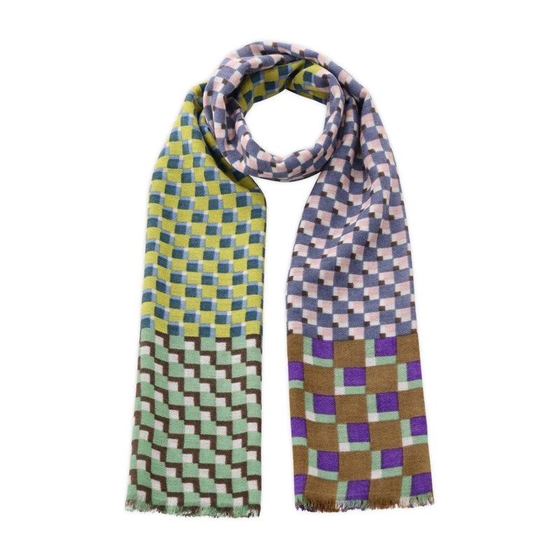 Epice Paris Écharpe légère Karierter Schal Blau