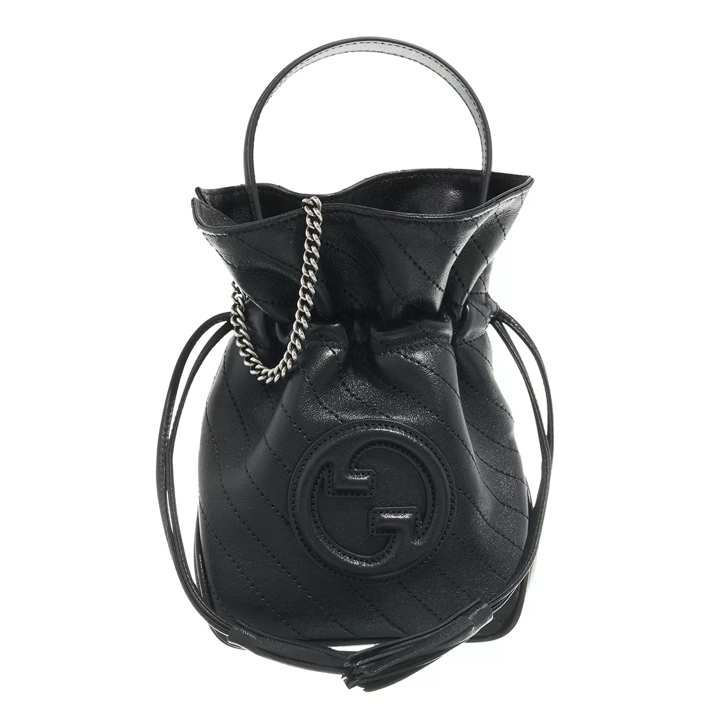 Leather bucket shop bag black