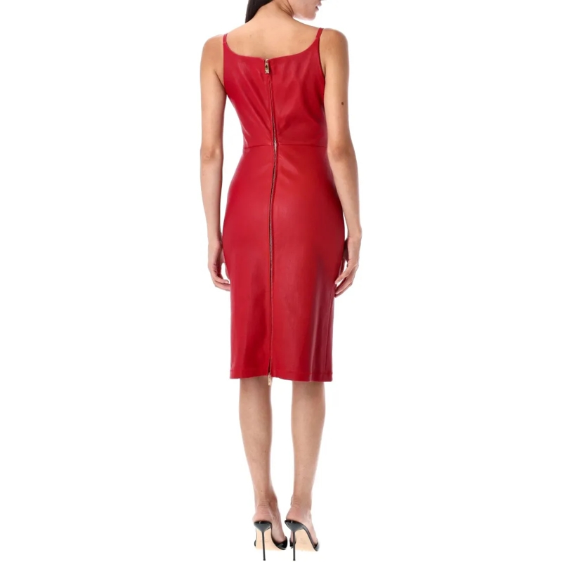 Versace Midi-jurk Medusa '95 Corset Leather Midi Dress Red