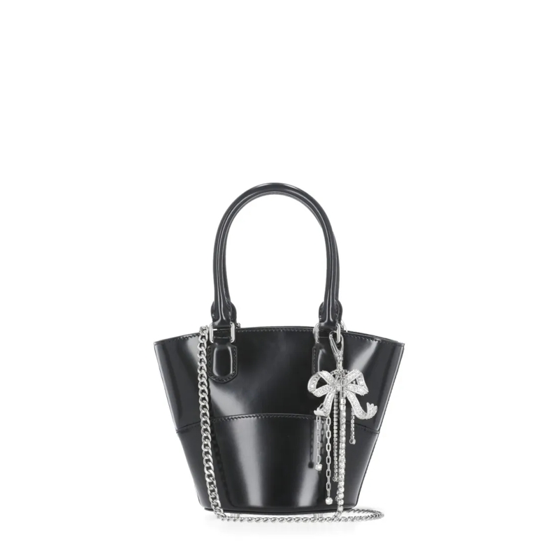 Self Portrait Fourre-tout Leather Shopping Bag Black