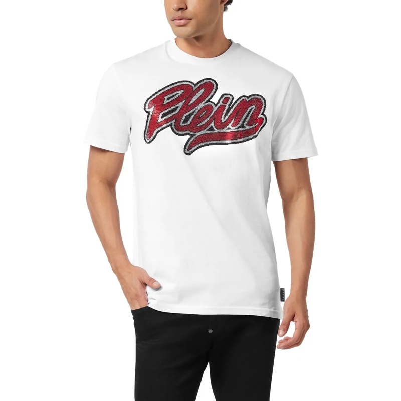 Philipp Plein T-Shirt T-Shirt Rundhalsausschnitt Ss Signature Verziert weiss(Image 3)