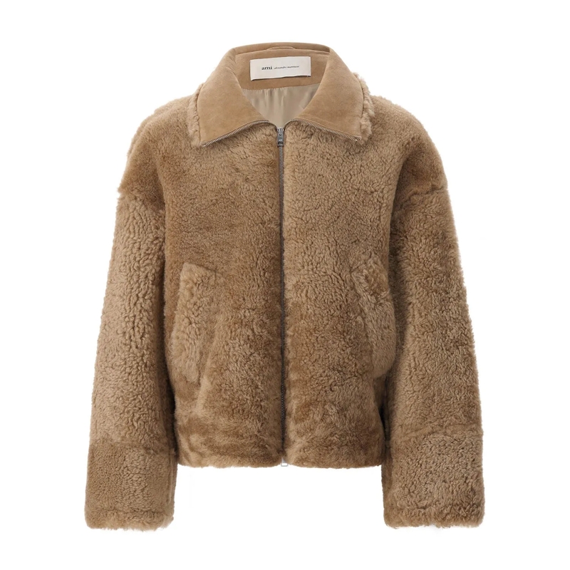 AMI Paris Jacke Jacke aus Lammfell braun