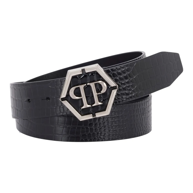 Philipp Plein Gürtel Leather Belt Cocco schwarz